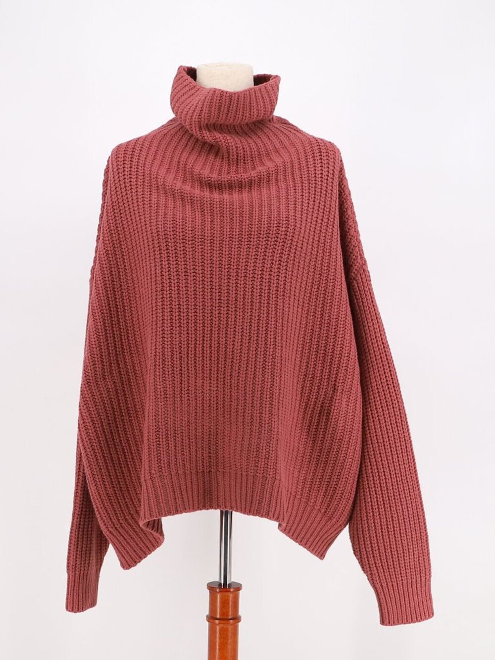 FREE PEOPLE Swim Too Deep Turtleneck Sweater In Brownish Red Size M